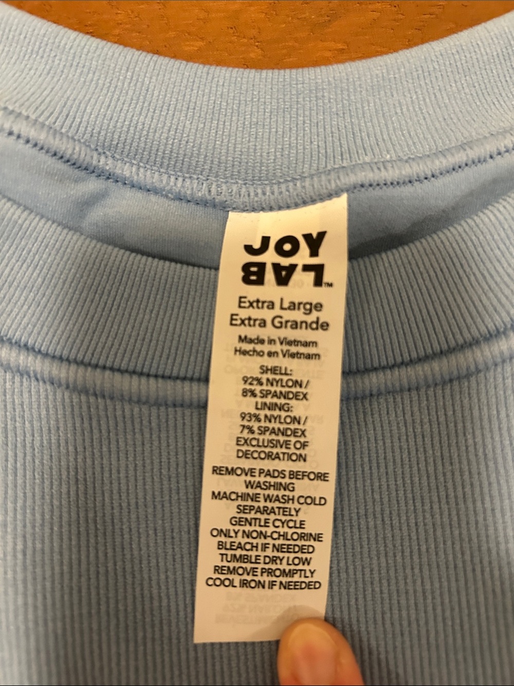 JoyLab Light Blue Ribbed Tank Top - Without Padding - Picture 2 of 3